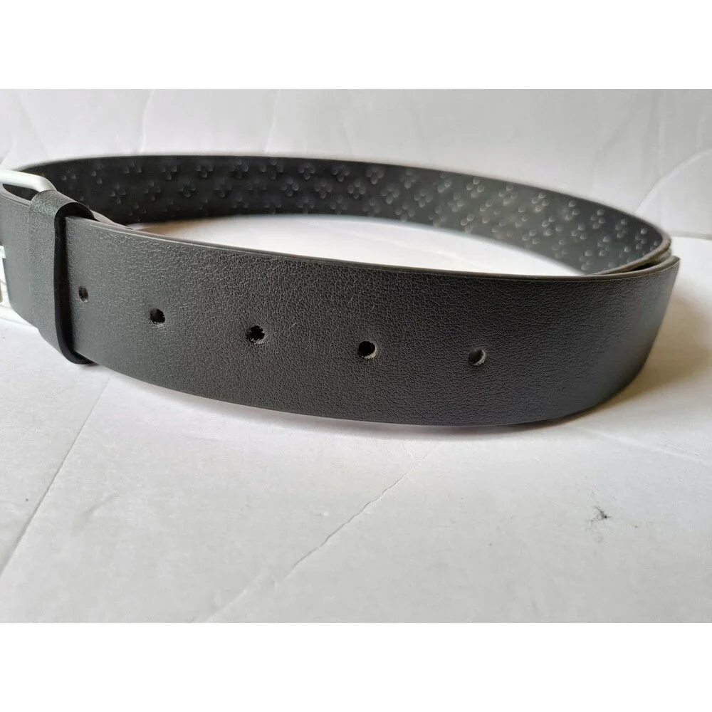 Studded Belt Men's Size 36-38 White Faux Leather Adjustable